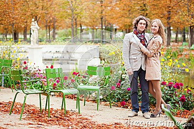 Couple in Paris on a fall day