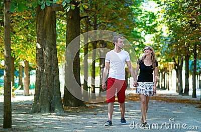 Couple in park on a summer or early fall day