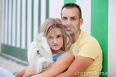 Couple with pet dog