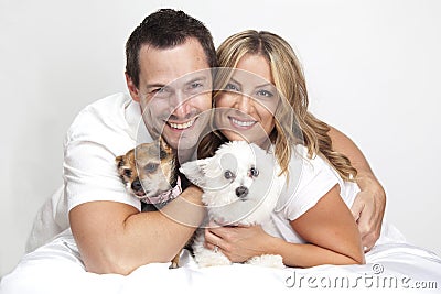 Couple with pet dogs