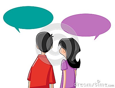 Couple with speech bubbles