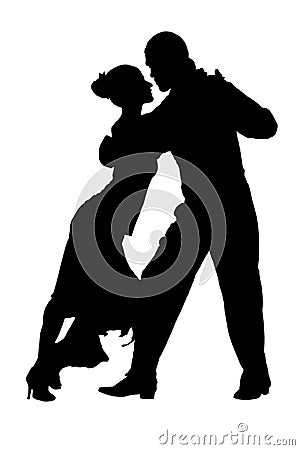 Couple of tango dancers silhouette