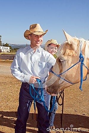 Cowboy, Cowgirl, and Horse - Vertical