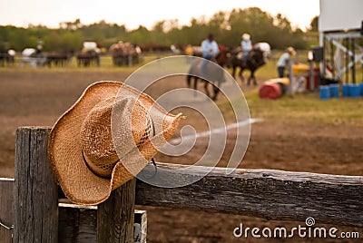 Cowboy hat on a fence