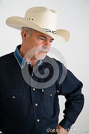 Cowboy looking sad