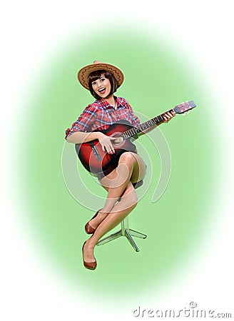 Cowboy style pin-up girl