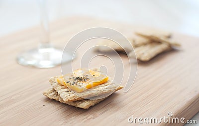 Crackers with cheese vertical