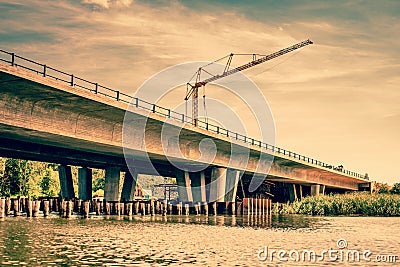 Crane at a bridge construction