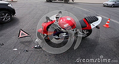Crashed motorcycle