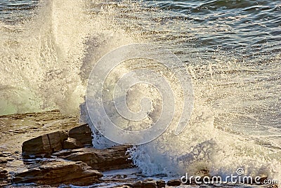 Crashing waves on rocks