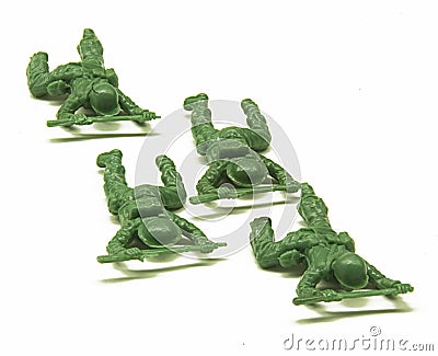 Four Crawling Toy Soldiers on a white background.