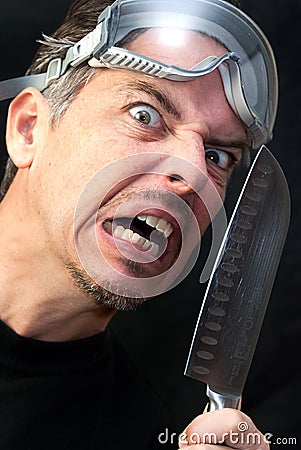 Crazy Man With Knife