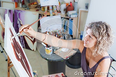 Creative artist for drawing. In studio.