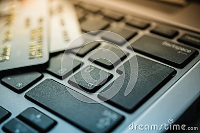 Credit cards on keyboard