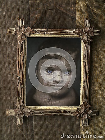 Creepy Halloween Framed Doll