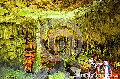 CRETE,GREECE-JULY 21: Tourists in the Cave of Zeus on July 21,2014 on the Crete island in Greece.