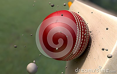 Cricket Ball Striking Bat With Particles