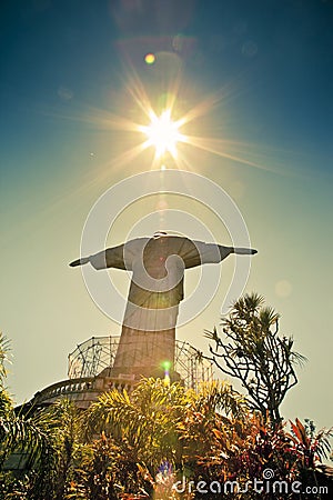 Silhouette Of Cristo Redentor Rio De Janeiro Brazil Stock Vector