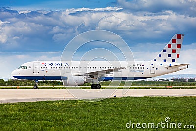 Croatia Airlines Airbus after landing in Zagreb