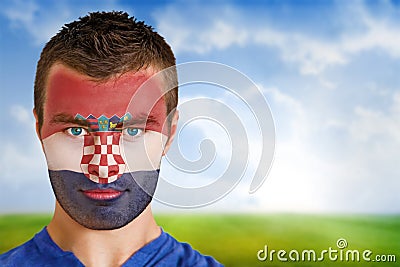 Croatia football fan in face paint