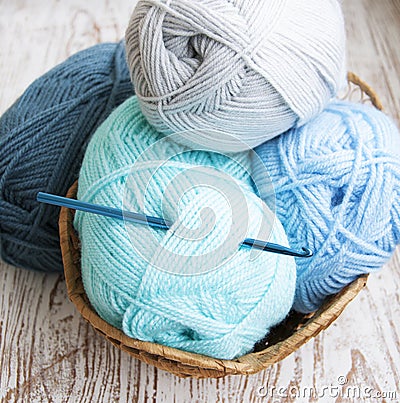 Crochet hook and knitting yarn