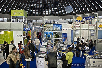 Crowd in Belgrade tourism fair in Serbia