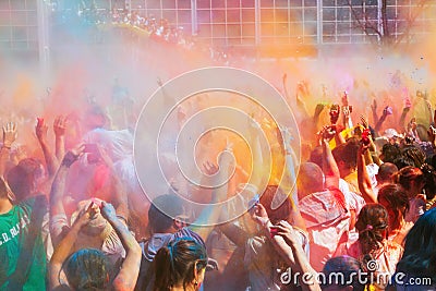 Crowd at Festival Holi in Barcelona