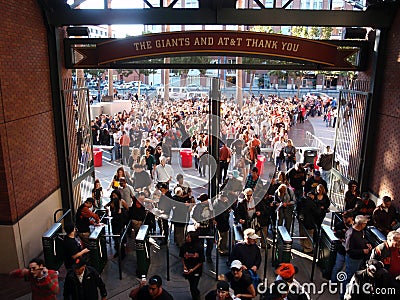 Crowd of People entering AT&T Park