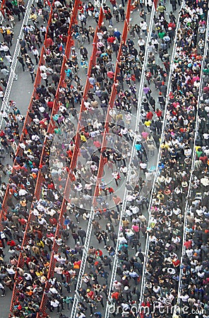 Crowd of people in a long queue
