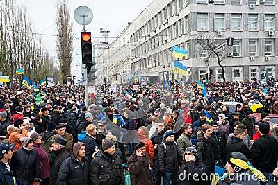 Crowd of 800,000 people with national symbols on anti-government demonstration paralyzed traffic during the pro-European protest