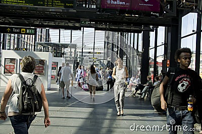 Crowd of people at a train station