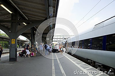 Crowd of people at a train station