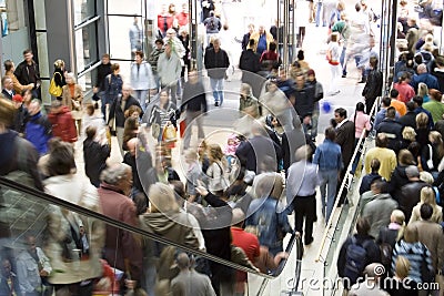 Crowd in shopping center