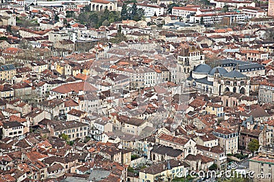 Crowded city centre of Cahors France