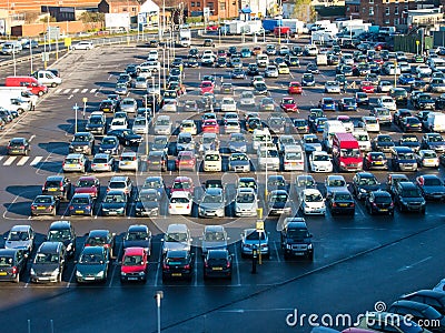 Crowded city centre pay and display car park