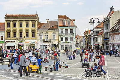 Crowded Council Square, Brasov, Romania