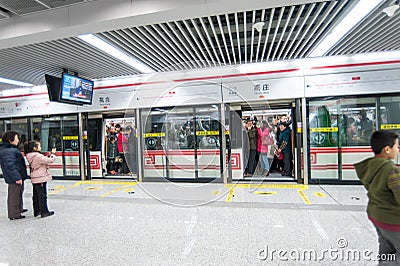 Crowded subway train in Zhengzhou