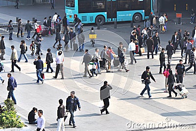 Crowds at bus station