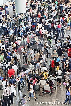 Crowdy arrival hall at Beijing Capital Airport