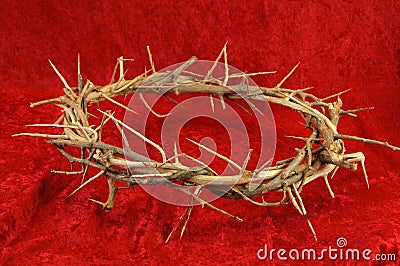 Crown of Thorns on Red Background.