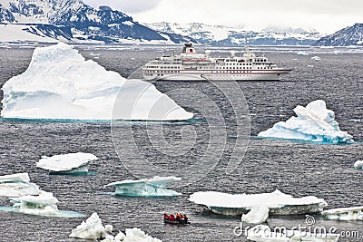 Cruise ship in Antarctia