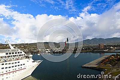 Cruise ship docking in Ensenada Mexico