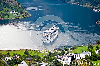 Cruise ship in Geirangerfjord (Norway)