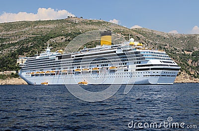 Luxury Cruise Ship laying at anchor