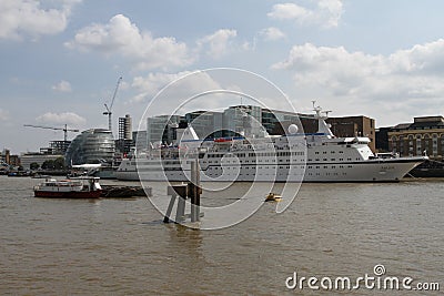 Cruise ship on River Thames London