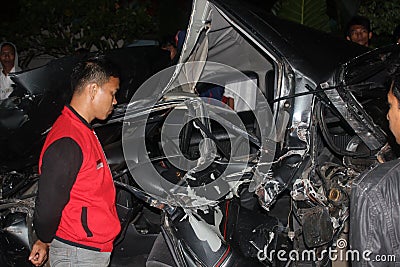 Crushed Cars Hit by A Train