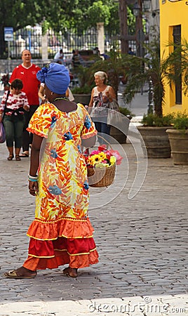 Cuban woman in colorful dress
