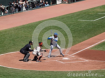 Cubs batter Randy Wells stands in batters box with Giants Buster