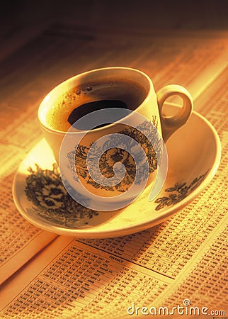 A cup of coffee on stock index