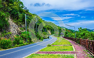 Curve of the road in the hill